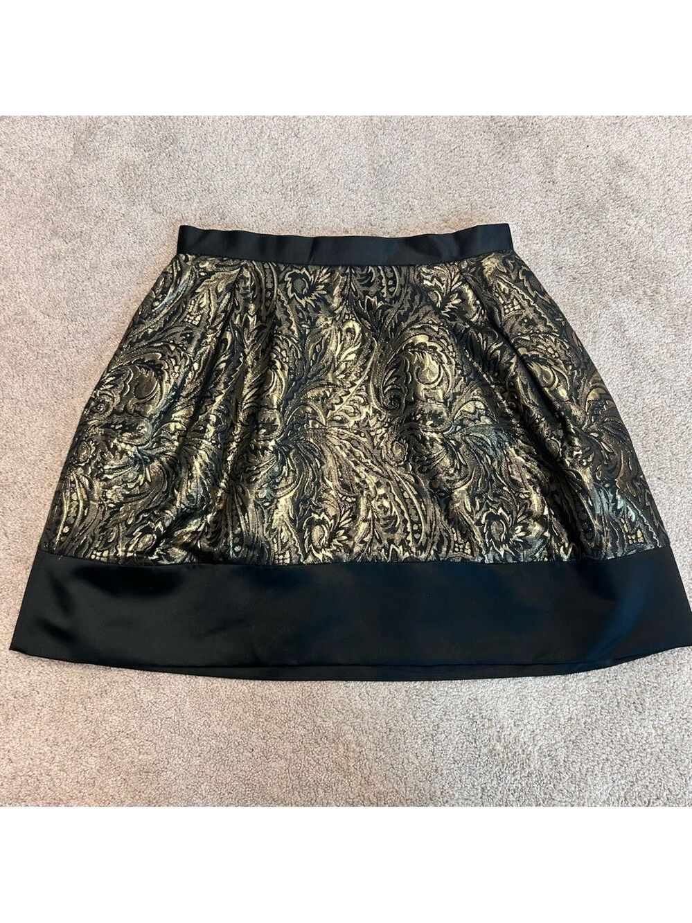 PINK Tartan gold brocade Tiffany mini skirt metallic skater circle Sz 6 NWOT - Picture 2 of 13